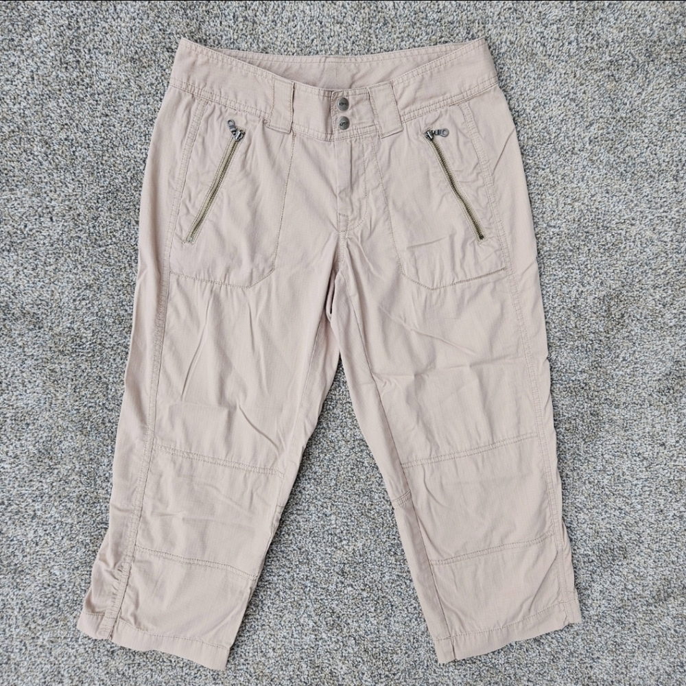 Koppen Tan Ripstop Double Knee Hiking Lightweight Capri Stretch Pants Mid Rise 2